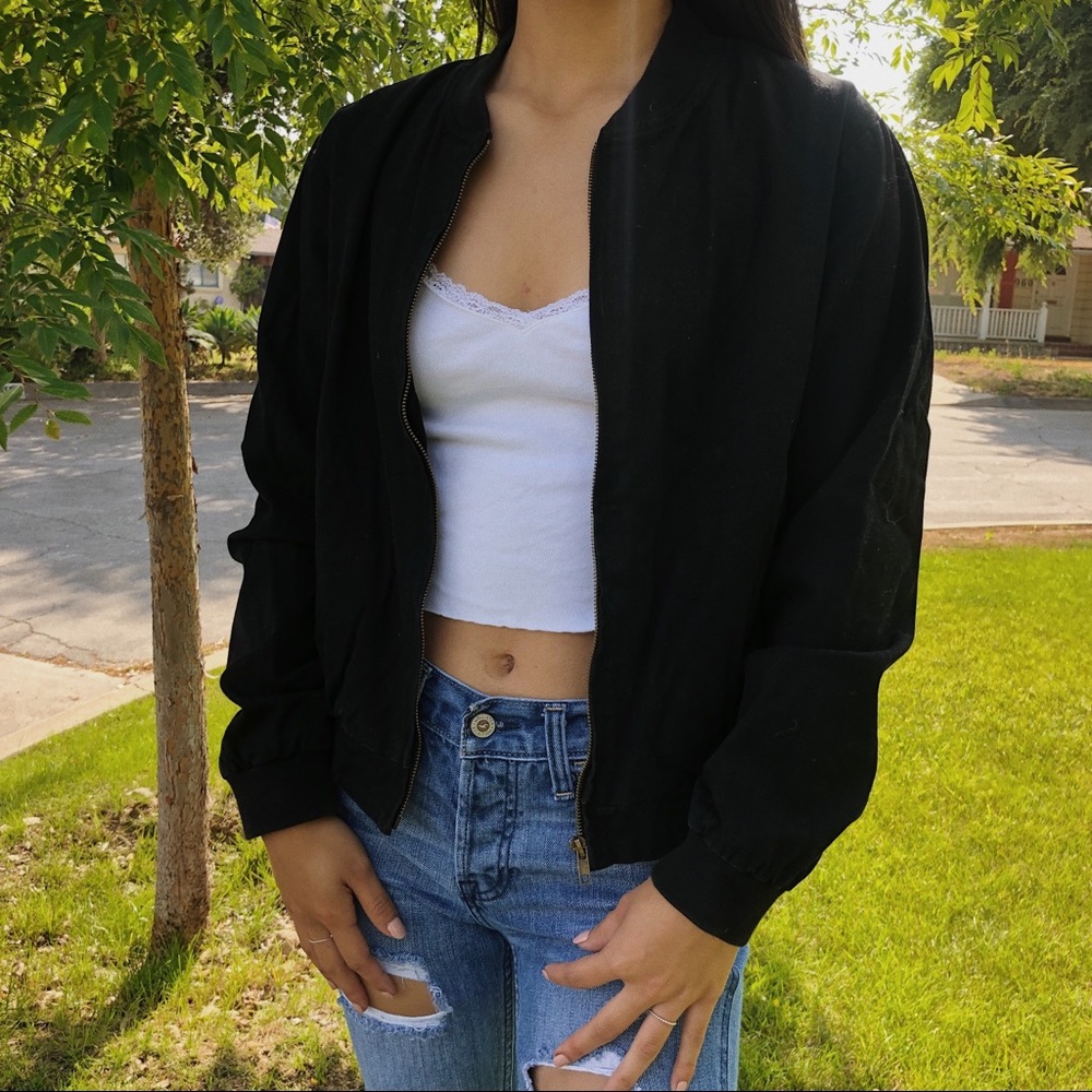 brandy melville black bomber jacket